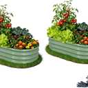 2 Pack Raised Garden Bed Kits, 4x2x1FT Green Oval Galvanized Outdoor Planter Beds, Easy Assembly Metal Raised Bed for Vegetables, Flowers & Herbs