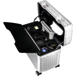 Full Aluminum Camera Carry-On Luggage DSLR Shockproof TSA lock Photography Gear Case with Removable Dividers & 360 detachable Wheels Luggage Rolling camera bag Camera storage case (silver)