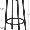 HOOBRO Bar Stools, Set of 2 Bar Chairs, Kitchen Round Height Stools with Footrest, Breakfast Barstools, Sturdy Steel Frame, for Dining Room, Kitchen, Party, Easy Assembly, Greige BG03BY01, 11.8"L x 11.8"W x 25.2"H