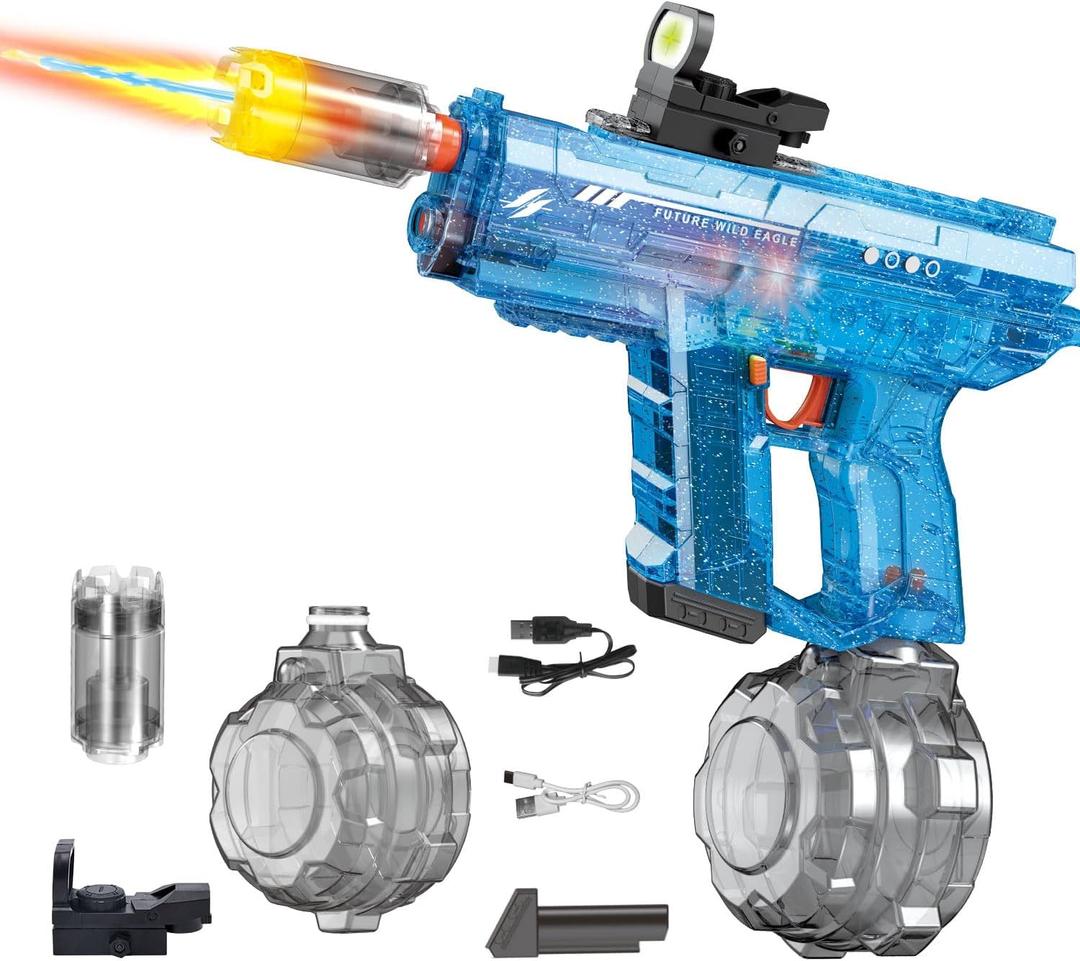 Electric Water Gun for Adults Kids Blue Automatic Squirt Gun: Light Up 26-32FT Long Range, 800CC Large Capacity Watergun,Summer Outdoor Pool Games for Ages 8-12, Beach Backyard Family Party Toy Gift