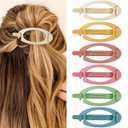 French Concord Hair Clips Claw - 4 Pcs Side Slid Flat Hair Clips for Volume Strong Hold No Slip Grip Hair Claw Clips for Women Girls Thick Thin Hair (Matte Bright Oval (Medium, 3.35 inches, 4.7 inches))