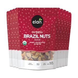 Elan Organic Raw Brazil Nuts, Whole Nuts, No Shell, Non-GMO, Vegan, Gluten-Free, Kosher, Healthy Snacks, 8 pack of 6.5 oz (EXP 03/12/27)
