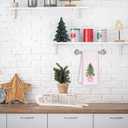 Pink Chinoiserie Christmas Kitchen Towels, Coquette Bow Christmas Tree Hand Towels for Bathroom, Preppy Grandmillennial Xmas Striped Decorative Dish Tea Towel, 16x24 Inch