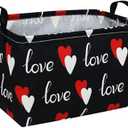 Essme Rectangular Heart Basket Gift Storage Box, Heart Storage Bins Organizer with Handles for Girls Room Decor, Basket, Shelf Basket.(Black love)
