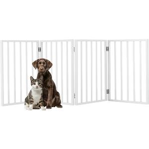 Pet Gate - 4-Panel Indoor Foldable Dog Fence for Stairs, Hallways, or Doorways - 72x24-Inch Wood Freestanding Dog Gates by PETMAKER