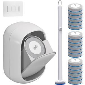 CTIME Disposable Toilet Brushes - Toilet Cleaning Brush Heads, Brush Holder, Storage Box, and 18 Replacement Cleaning Brush Heads for Bathrooms and Toilets