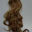 FELENDY 20" Ponytail Extension Curly Wavy Clip in Hairpiece Wrap Around Long Pony Tails Hair Extensions Synthetic for Women Ash Blonde Mix Ginger Brown