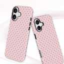 Jusy Compatible with MagSafe Polka Dot Case for iPhone 16, Cute Aesthetic Polka Dots Magnetic Phone Case, Soft TPU and Hard PC Protective Phone Cover for Women Girls（Matte） - Pink