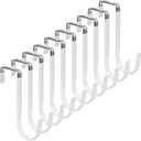 FYY Over The Door Hooks, 10 Pack Door Hangers Hooks with Rubber Prevent Scratches Heavy Duty Organizer Hooks for Living Room, Bathroom, Bedroom Hanging Clothes, Towels, Hats, Coats, Bags White (Short)