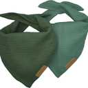 Premium Cotton Dog Bandanas - 2 Pack - Adjustable Fit - Washable - For Small, Medium & Large Breeds - Girl & Boy Dog Accessories - Multiple Sizes (Forest Green & Seafoam Green, Large)