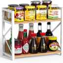 RUILALIFE Kitchen-Countertop-Organizer-Shelf, 2 Tier Coffee Bar Station Organizer for Counter,Wooden Spice Rack Shelf, Space Saving Desk Shelving Riser Unit, Coffee Bar Accessories (Maple, Large)