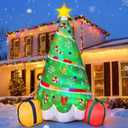 Joiedomi 6 FT Tall Christmas Tree Inflatable, Rainbow Ribbon Christmas Tree Inflatable with Build-in LEDs Blow Up Xmas Outdoor Decoration for Xmas Party Outdoor, Yard, Garden, Lawn Winter Decor