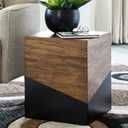 Signature Design by Ashley Accent End Table, Trailbend, Brown/Gunmetal, 15" W x 15" D x 18.5" H