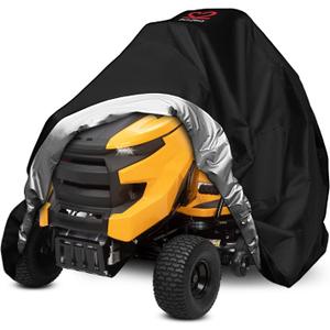 Riding Lawn Mower Cover, Heavy Duty Waterproof Polyester 600D Oxford Tractor Cover UV & Dust & Water Resistant, Universal Fit Decks up to 54" with Elastic Cord & Storage Bag (Black)
