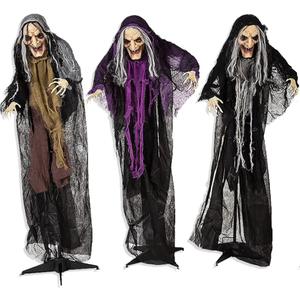 Fun Express Halloween Decorations Outdoor - 3 Witches Holding Hands Yard Stakes Set, 3.6 Feet Tall | Premium Polyester Witch Decor for Outside Halloween Decorations, Lawn & Garden Display
