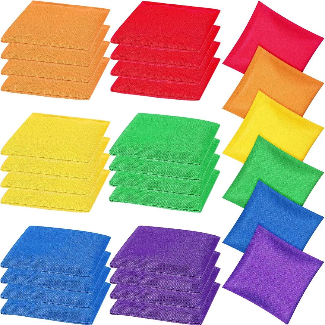 Shappy 24 Pcs Nylon Cornhole Bean Bags for Tossing 6" x 6" Tossing Cornhole Bags Set Regulation All Weather for Sack Hand Toss Games Family Party Throwing Adults(Bright Colors,Classic)