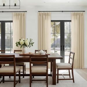 Beige Linen Sheer Curtains 96 Inches Long Memory Shape Trained Pinch Pleated Curtain for Living Room with Hooks Rings Back Tab Pinch Pleat Drapes 96 Inch Length for Boho Bedroom Dining Room 1 Panel