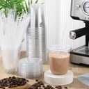 Ziliny 100 Sets Clear Plastic Cups with Lids and Straws, Disposable Iced Coffee Cups for Drinking, Cold Drinks, Juice, Smoothie, Pet Cup for Coffee Shops, Party, Christmas (14 oz)