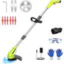 GardenJoy Weed Wacker Battery Operated: 12V Cordless Grass Trimmer with 2.0Ah Battery, Fast Charger and 3 Types Cutting Blade, Portable Electric Lawn Trimmer for Garden Yard Weeding Work