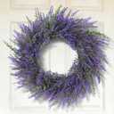 Lavender & Eucalyptus Wreath for Front Door 26"  All Season Artificial Wreath for Spring and Summer, Indoor Outdoor Wall, Porch, Window, Rustic Farmhouse Home Decor  Purple