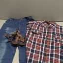 MYGBCPJS 3Pcs Boy Handsome Outfit Set Plaid Shirt + T-Shirt + Suspender Jean Sets 7