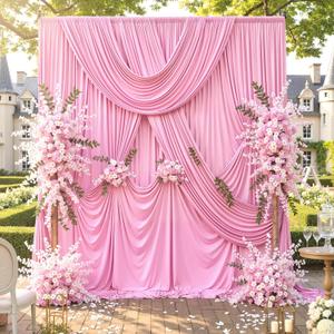Wrinkle Free Pink Backdrop Curtain for Parties Background, Silky Photo Curtains Backdrop Drapes 2 Panels Back Drop Cloth for Wedding Birthday Photography Baby Shower Decor,10ftx10ft