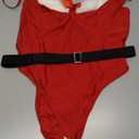 RSLOVE Christmas Lingerie for Women Sexy Teddy Bodysuit One Piece Santa Babydoll with Belt (Small, Red)