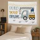 ignytiger Kids Nursery Car Wall Tapestry, Build Your Dreams Toddler Tapestry Wall Hanging for Kids Boys Bedroom Playroom, Nursery Decor for Boys Bedroom, 50x60 Inch