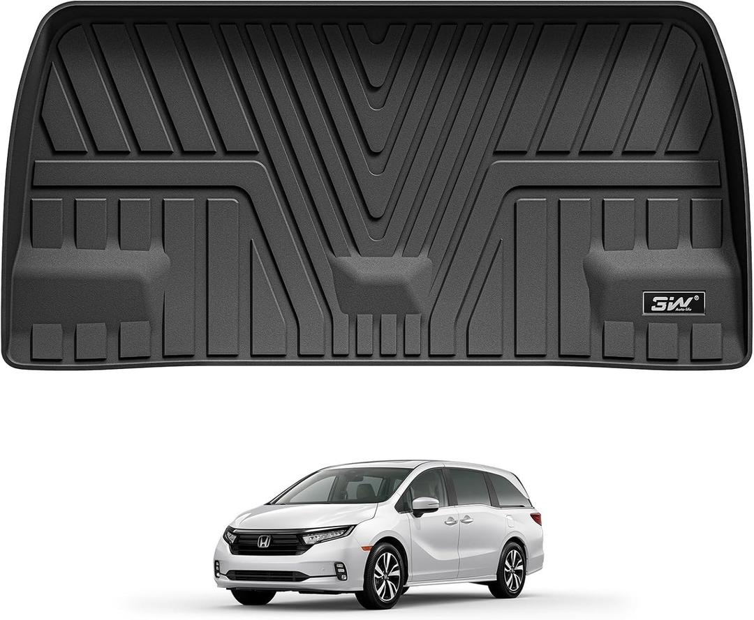 3W Cargo Liner Fit for Honda Odyssey 2026 2025-2018 Custom Fit Trunk Liner Mini Passenger Van, All Weather Use Heavy Duty Trunk Mat Black