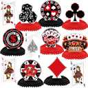 12 Pieces Casino Theme Party Decorations Casino Poker Dice Honeycomb Centerpieces for Tables Casino Cards for Photo Booth Casino Table Toppers for Casino Game Night Las Vegas Party Favors