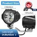 Ebike Headlight 2 Pin, Ebike Front Light for 36V 48V Battery Systems, Waterproof Connector Electric Bike Front Light, Fit for Electric Bicycles/Mountain Bikes/Scooters, 12V-60V