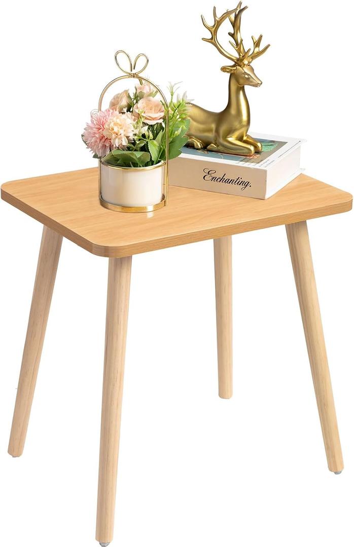 FORAOFUR Side Table, Modern End Table, Wooden Small for Living Room, Bedroom and Balcony, Rectangular Accent Table Home Decor, Easy Assembly (Nature)