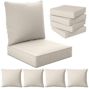 Suionryorid 24" x 24" x 6" Outdoor Deep Seat Cushions - Waterproof & Fade Resistant Patio Furniture Replacement Cushions, Non-Slip Outdoor Cushions Fit Loveseats, Couches, Chairs, and Sofas