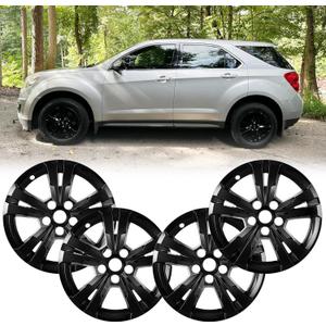 17 inch Wheel Skins for 2010-2015 Chevrolet Equinox Alloy Wheel, ABS Plastic Glossy Black Wheel Covers for 10-15 Chevy Equinox Wheel Rim Skin (4 Pieces)
