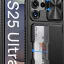 Vihibii for Samsung Galaxy S25 Ultra Case with Card Holder (4 Cards), [RFID Blocking] & Slide Camera Cover & Military Grade Drop Protection, Heavy Duty Wallet Cover for Samsung Galaxy S25 Ultra, Black | with Card Holder, 4 Cards, RFID Blocking, Slide Camera Cover