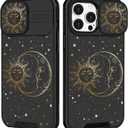 Goocrux for iPhone 16 Pro Case - Women Cute Phone Cover Girly Pretty Fancy Unique Aesthetic Design Slide Camera Cover Protective Case for Apple for iPhone 16 Pro,Sun and Moon