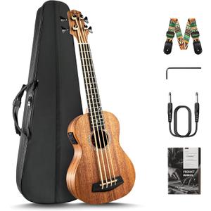 Caramel CUB402 Electric 30inch All Solid Wood Mahogany Ukulele Bass - Tuned as E-A-D-G