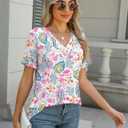 Rapbin T Shirts for Women Short Sleeve V Neck Tshirts Loose Fit Lightweight Soft Casual Summer Spring Tee Tops (S)