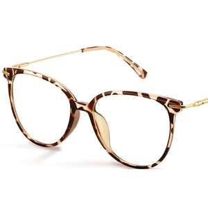 Gaoye Cute Retro Blue-Light Glasses - Mixed Material Frames, Metal Arms, Plastic Nosepads - UV400 Computer Lenses