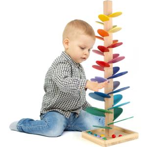 Wooden Music Tree Toy for Kids, Marble Ball Run Track Game for Toddlers, Marble Tree Educational Montessori Toy Boy Girl Gifts