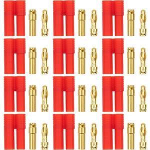12Pairs HXT 4mm Banana Plugs 4.0mm Gold-Plated Bullet Connector (Unassembled) for RC Car Boat Helicopter ESC LiPo Battery Device Electric Motors