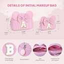 Gifts for Girls, Personalized Initial Makeup Bag Birthday Gift for 4 5 6 7 8 9 10 11 12 13 Years Old Girl Kids Pink Initial Cosmetic Travel Toiletry Bag for Girls Sister Daughter Pink L