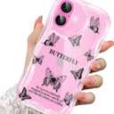 2 x Compatible for iPhone 16 Case, Pretty Butterfly Print Three-Dimensional Wave Clear Case for Girls Women, Soft Full Package Anti-Fall Cover for iPhone 16, Shadow Dance Black