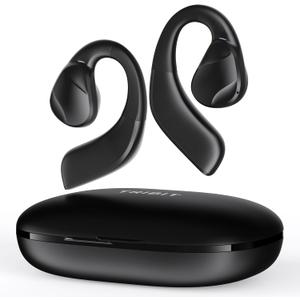 Tribit Open-Ear Headphones OpenGo, Wireless Earbuds with Bluetooth 5.3, IPX5 Waterproof Sport Earphones, 104H Playtime with Charging Case, Ergonomic Earhooks, LED Display, Built-in Mic for Workout