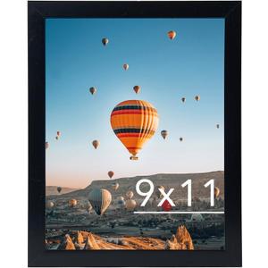 JCJMY 9x11 Picture Frame Black for Wall Hanging or Tabletop, Wall Mounting Horizontally or Vertically, 9 x 11 Wall Gallery Poster Photo Frame with Shatter Resistant Plexiglass, Black