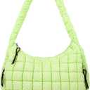 izuzta Quilted Puffer Tote Bag for Women Large Crossbody Bag Lightweight Nylon Puffy Quilted Carryall Hobo Puff Shoulder Bag