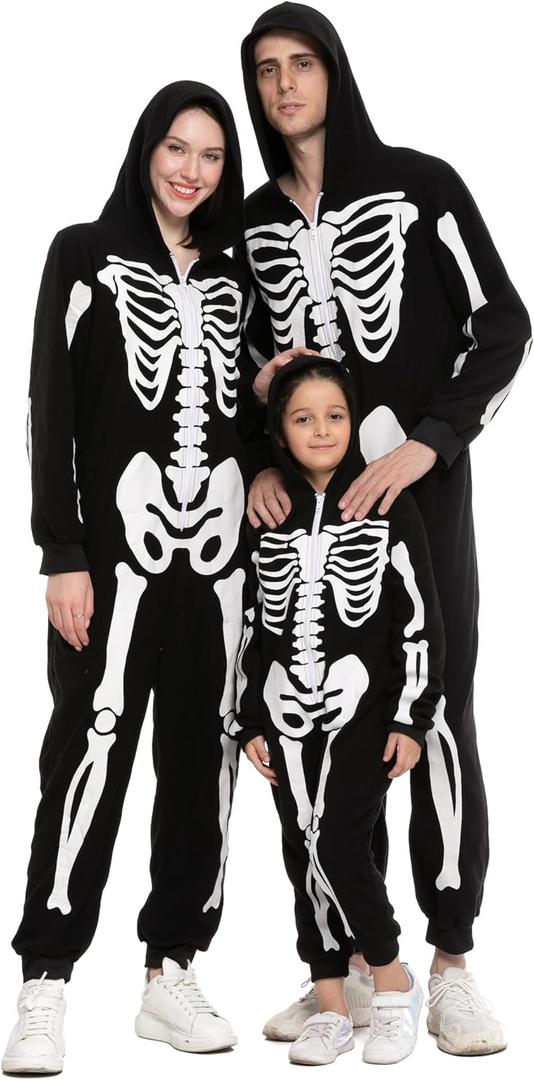 Spooktacular Creations Halloween Skeleton Costume, Family Matching Skeleton Costume for Halloween Cosplay Party (X-Large, Black)
