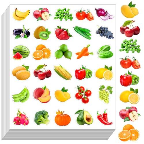 600Pcs Fruits Vegetable Stickers for Kids, Fruits Vegetable Photos Stickers, Realistic Food Fruit for Classroom Theme Party Favor