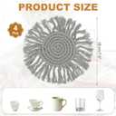 uxcell 4Pcs Boho Coasters, Round Handmade Woven Absorbent Coasters with Tassel Farmhouse Cup Mat Table Protection for Coffee Drink Mug Home Office Decor Housewarming Gift, Gray