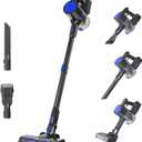 DUMOS Cordless Vacuum Cleaner, Lightweight Rechargeable Upright Vacuum with Flexible Steering, Extendable Pole, LED Light, 3 Brush Heads & Wall Mount, Ideal for Hardwood Floors & Household Cleaning